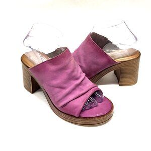 MIZ MOOZ WOMEN'S SLIP ON LEATHER HEELED SANDALS FUSHIA 37EU / 7US # F-36